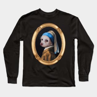 The Dog With the Pearl Earring (Gold Frame) Long Sleeve T-Shirt